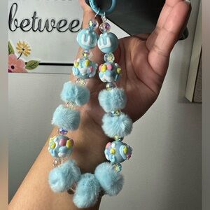 Blue Fluffy Pom Pom Phone/Key/Bag Chain